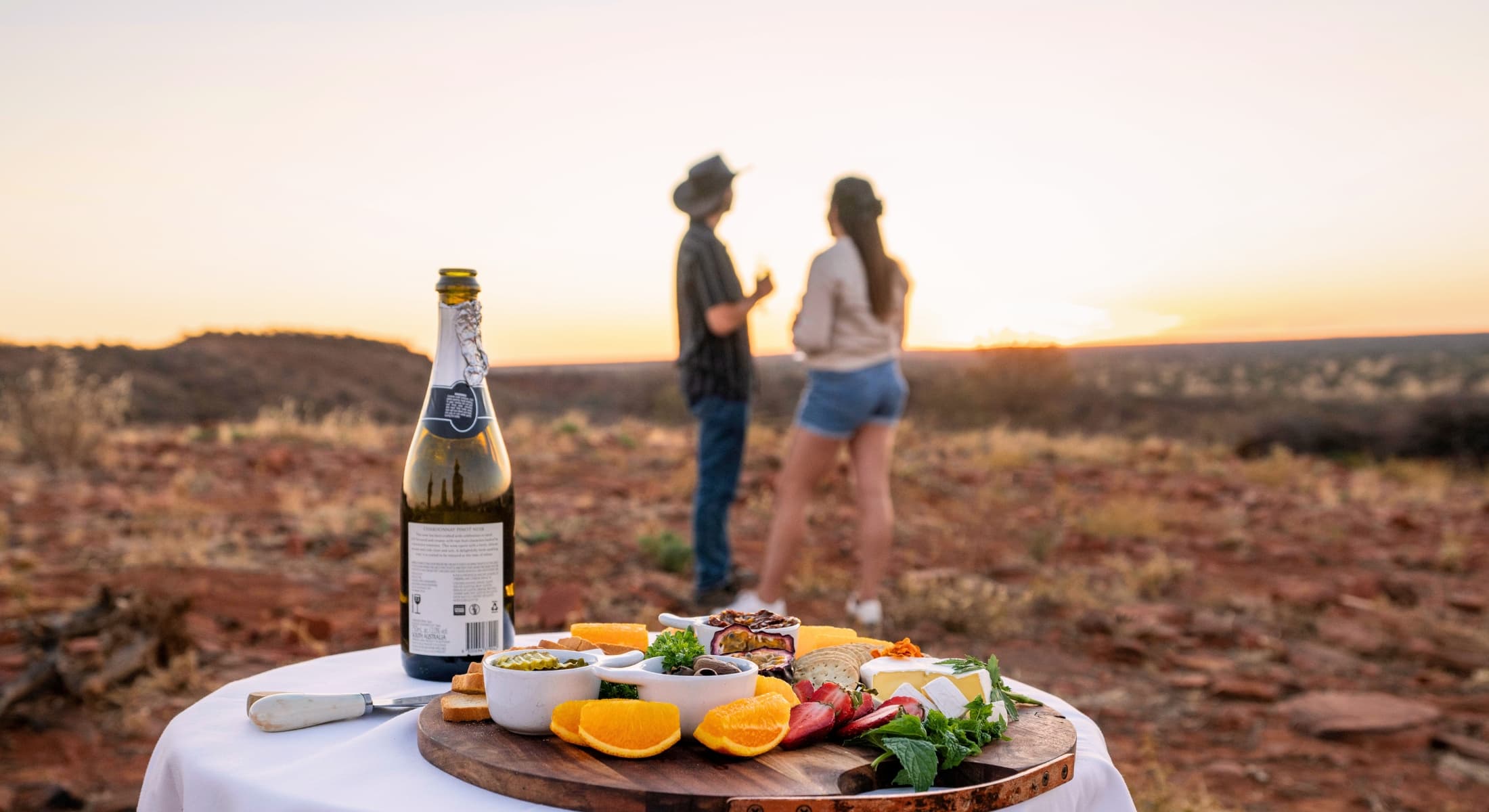 Ooraminna Homestead sunset with food platter