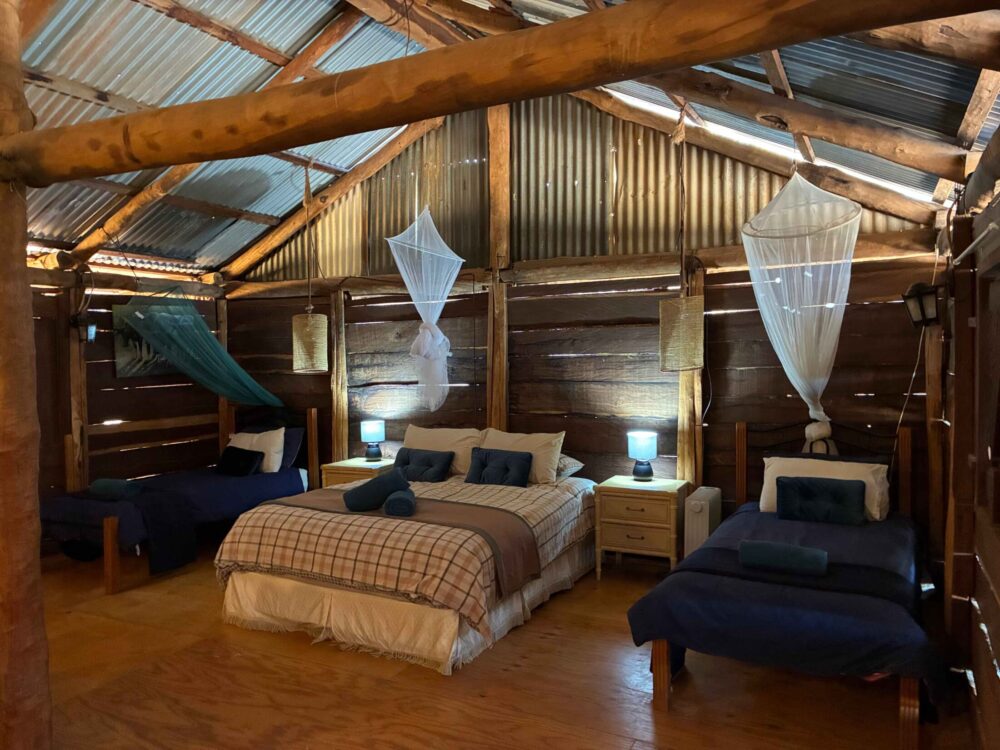 Bush Cottage beds and interior at Ooraminna Homestead